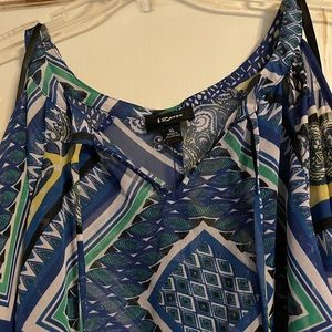 Cold shoulder blouse with elastic waist in EUC